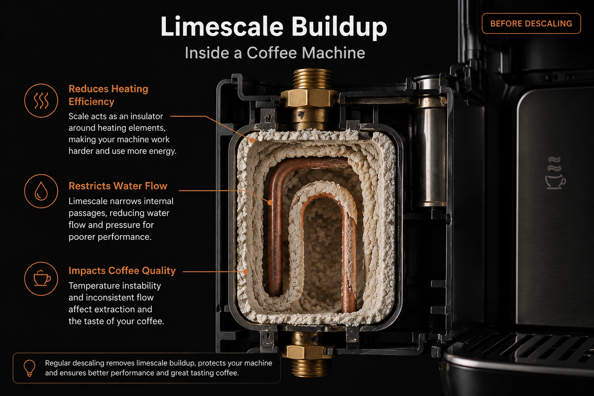 Prepare coffee machine for descaling