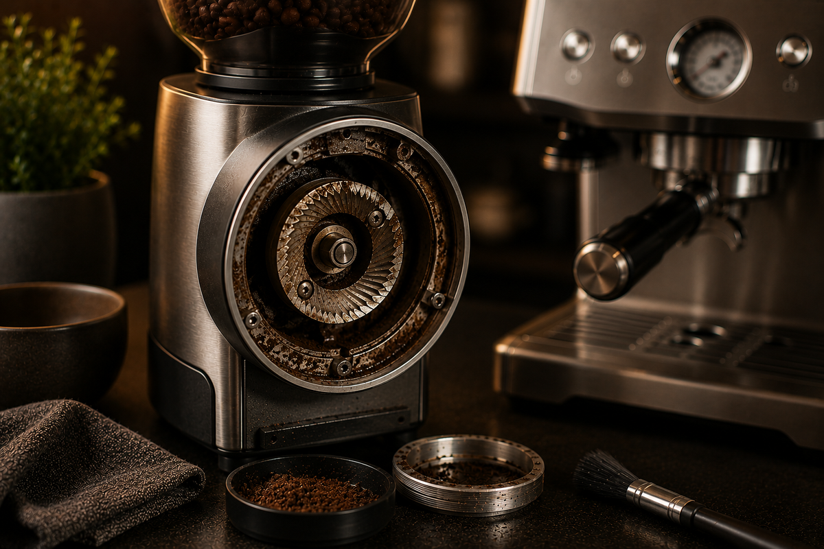 Coffee grinder cleaning and inspection
